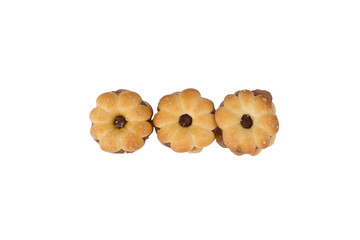 biscuits, filled with pineapple jam isolated on white background