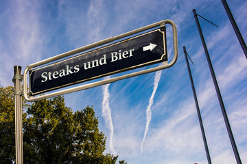 Obraz premium Schild 110 - Steaks und Bier