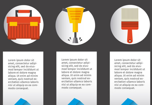 Dark Background Construction Tools Infographic Template
