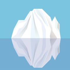 White iceberg reflecting in blue water, vector illustration