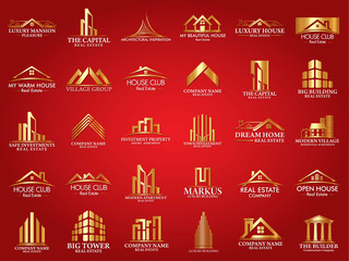 Mega Set and Big Group, Real Estate, Building and Construction Logo Vector Design