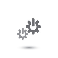 Vector power button in the form of gear. Computer  repair symbol. Partnership concept in computer business