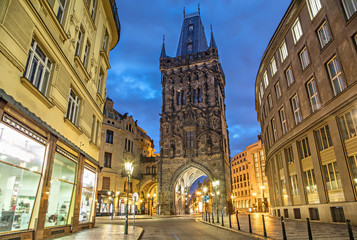 Fototapeta na wymiar The Powder Tower - medieval gothic city gate in Prague