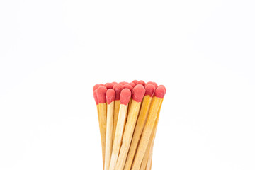 Matches stick on white background isolated close up.