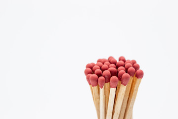 Matches stick on white background isolated close up.