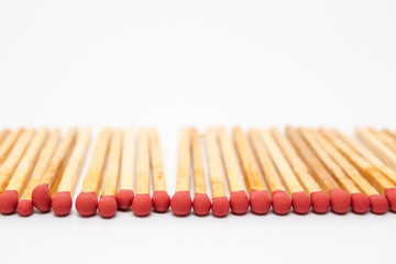 Matches stick on white background isolated close up.