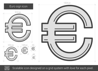 Euro sign line icon.