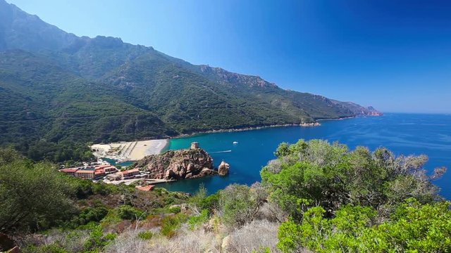 Historic old city center of Porto town, near Piana, Corsica, France, Europe.
