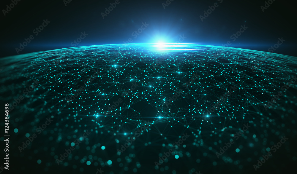 Poster Technology background/Technology background abstract background with connecting dots and lines. Connection structure digital communication. Earth futuristic technology abstract background.