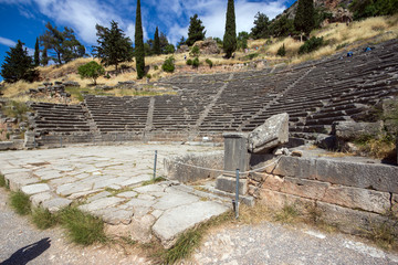 Fototapeta na wymiar Panoramic view of Ancient Greek archaeological site of Delphi,Central Greece