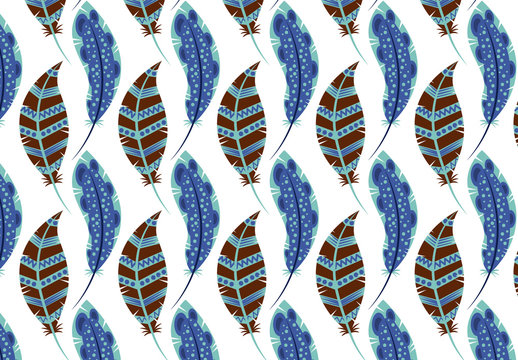 Abstract Blue Feather Pattern 