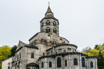 Obraz premium Roman church of Notre-Dame Orcival (1178), Auvergne, France.