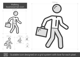 Walking businessman line icon.