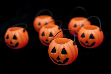 Unlit Halloween jack-o-lanterns
