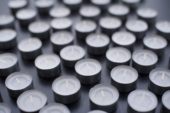 Collection of unlit Christmas candles