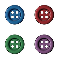 Colourful sewing (clothing) buttons isolated on white background. 3d Rendering