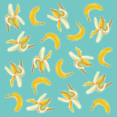 Fototapeta premium Author's pastel illustration with banana for poster, flyer, season caffe, web banners, labels for food, drink and cosmetics, seamless pattern.