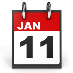 January 11. Calendar on white background.