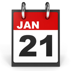 Fototapeta premium January 21. Calendar on white background.