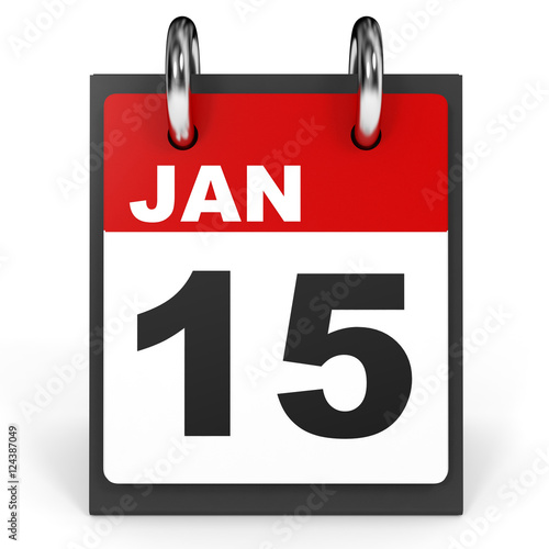 "January 15. Calendar on white background." Stock photo and royalty