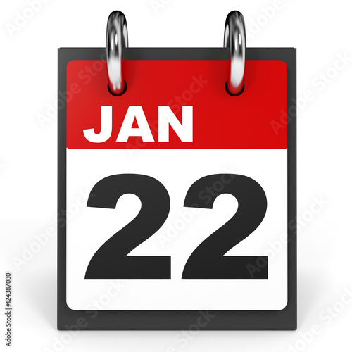 "January 22. Calendar on white background." Stock photo and royalty