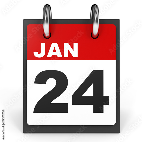 "January 24. Calendar on white background." Stock photo and royalty