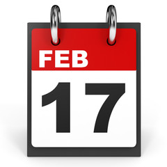 February 17. Calendar on white background.