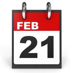 February 21. Calendar on white background.