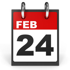 February 24. Calendar on white background.