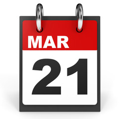 March 21. Calendar on white background.
