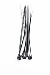 Black Cable Ties Isolated on White Background..