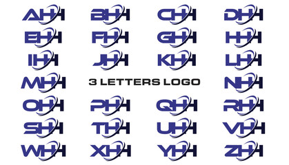 3 letters modern generic swoosh logo AHH, BHH, CHH, DHH, EHH, FHH, GHH, HHH, IHH, JHH, KHH, LHH, MHH, NHH, OHH, PHH, QHH, RHH, SHH, THH, UHH, VHH, WHH, XHH, YHH, ZHH