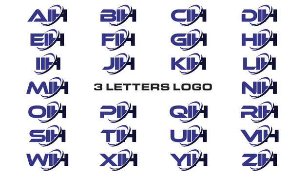 3 letters modern generic swoosh logo AIH, BIH, CIH, DIH, EIH, FIH, GIH, HIH, IIH, JIH, KIH, LIH, MIH, NIH, OIH, PIH, QIH, RIH, SIH, TIH, UIH, VIH, WIH, XIH, YIH, ZIH