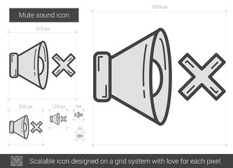 Mute sound line icon.