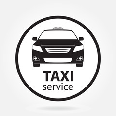 Obraz premium Taxi car icon or sign isolated on white background. Taxi service design. Vector illustration.