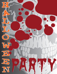 Halloween Party is an illustration of a Halloween party design that could be used for flyers, invitations, posters, etc. Includes a human skull, blood splatter and text.