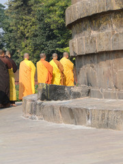 Japanese monks  at Dharmeka Stupa