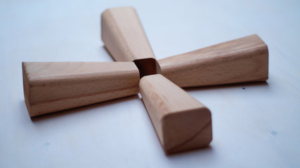 conceptual background in blue tones and blocks of wood for your design