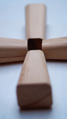 conceptual background in blue tones and blocks of wood for your design