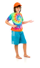 Model in studio isolated on white background full length