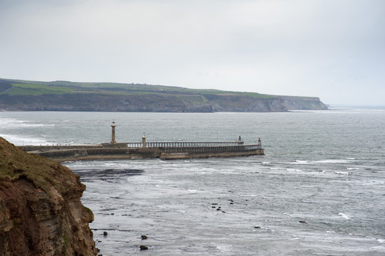 Whitby lighthouse and piers