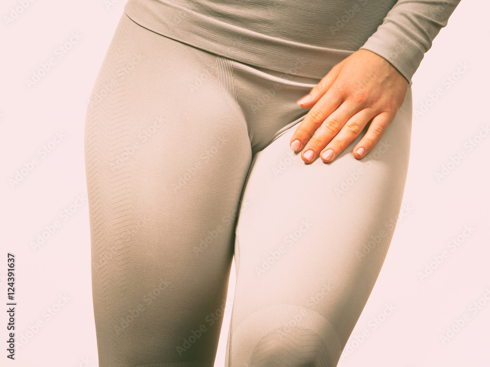 Sticker Sport fit woman in thermal clothes.