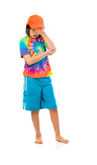 Model in studio isolated on white background full length