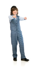 Naklejka premium Model in studio isolated on white background full length