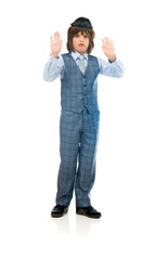 Model in studio isolated on white background full length