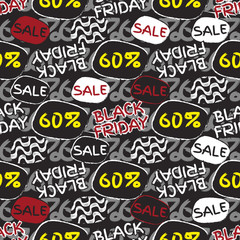 Black friday sale pattern. Ipanema pattern. 60% discount. Seamless pattern.