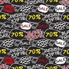Black friday sale pattern. Ipanema pattern. 70% discount. Seamless pattern.