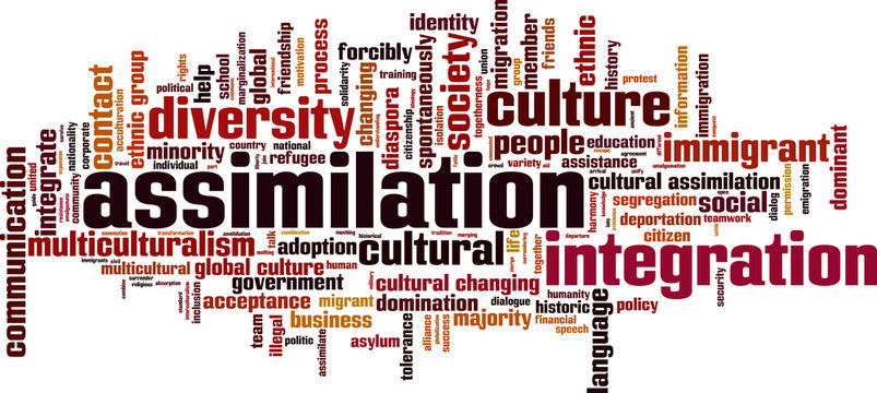 Assimilation word cloud concept. Vector illustration