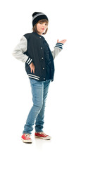 Model in studio isolated on white background full length