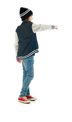 Naklejka premium Model in studio isolated on white background full length